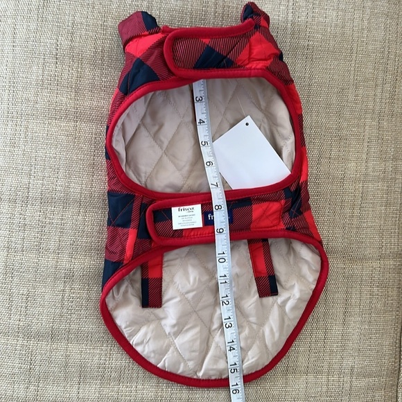 Reversible Quilted Pet Vest in Red/Black Check and Cream - Picture 11 of 11